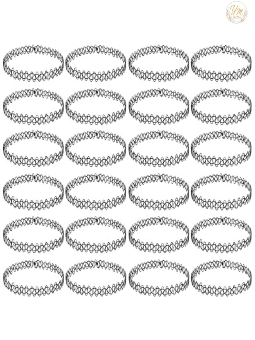 24-Piece Stretchy Tattoo Choker Necklace Set - 90s Y2K Retro Jewelry Gift for